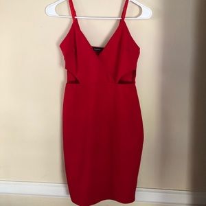 Boohoo red cutout dress